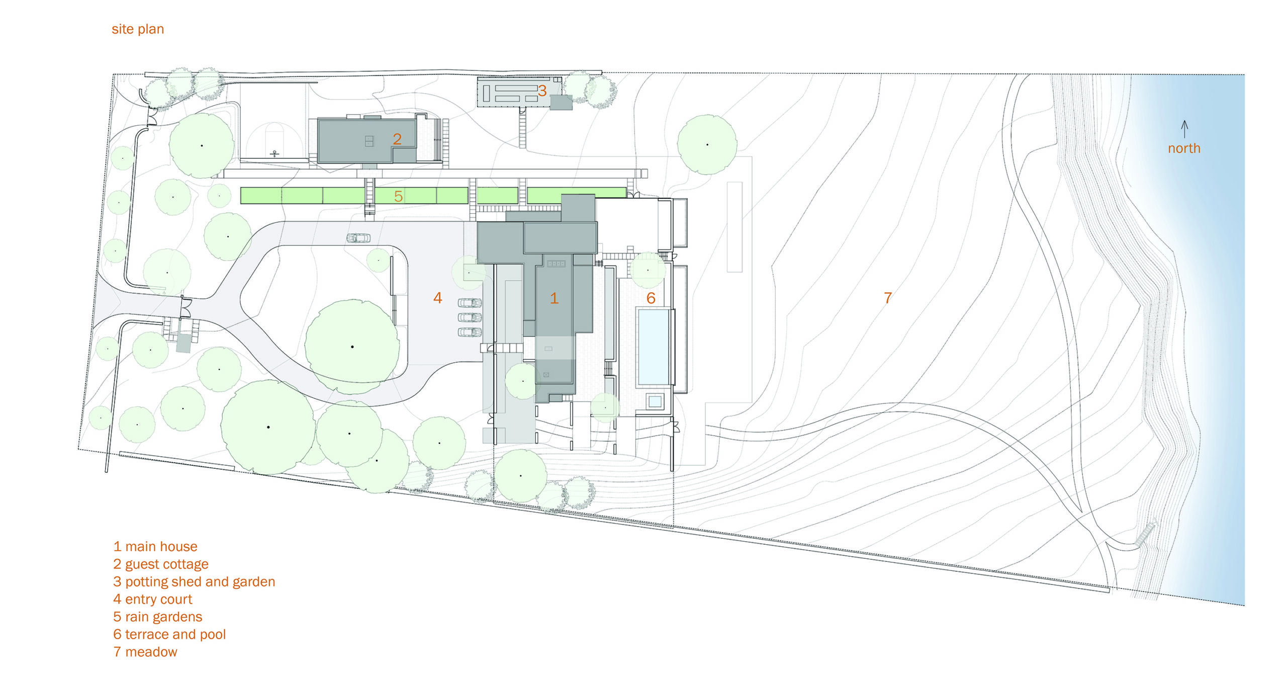 Site plan of Newport Modern residence by Stern McCafferty, Newport, Rhode Island.